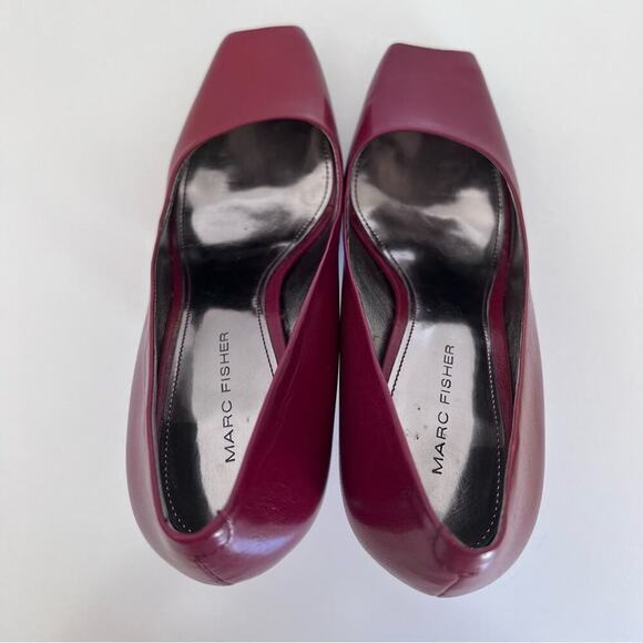 Marc Fisher dark red leather peep toe heels - Picture 5 of 7